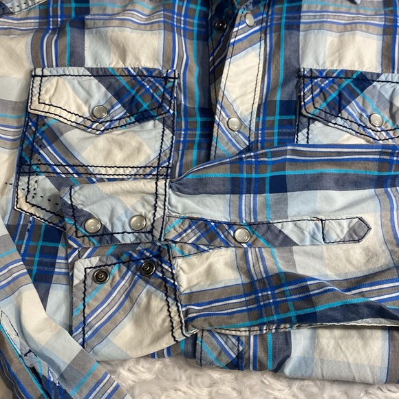 BKE standard fit size M cotton pearl snap down collared shirt cowboy - Picture 12 of 12